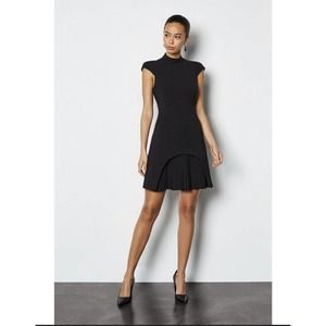 Karen Millen Military Tailored Mini Pleated Shirt Dress Black US 8 UK 12